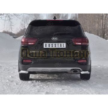 Защита заднего бампера уголки d57 секции РусСталь для Kia Sorento Prime 2018-