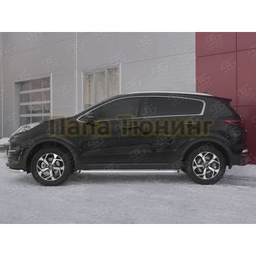 Пороги труба d57 секция РусСталь для Kia Sportage 2018-2021