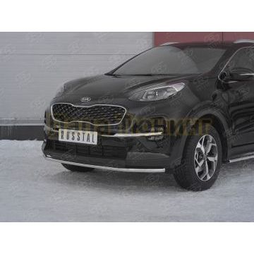 Защита переднего бампера d42 секция РусСталь для Kia Sportage 2018-2021