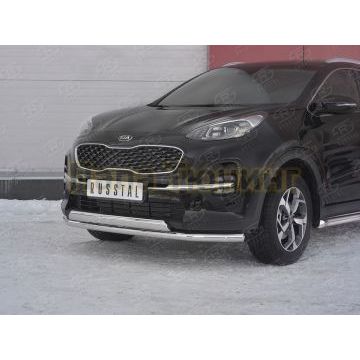 Защита переднего бампера d63 секция 75х42 дуга РусСталь для Kia Sportage 2018-2021