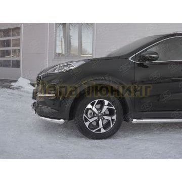 Защита переднего бампера d63 секция 75х42 дуга РусСталь для Kia Sportage 2018-2021