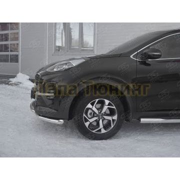 Защита переднего бампера d57 секция d42 дуга РусСталь для Kia Sportage 2018-2021