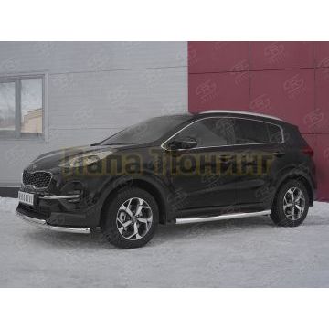 Защита переднего бампера d57 секция d42 дуга РусСталь для Kia Sportage 2018-2021
