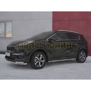Защита переднего бампера d57 секция d42 уголки РусСталь для Kia Sportage 2018-2021