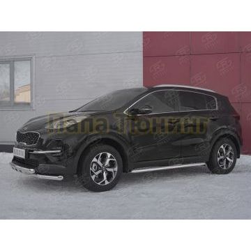 Защита переднего бампера d57дуга-d57 уголки+клыки РусСталь для Kia Sportage 2018-2021