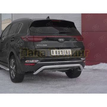 Защита заднего бампера d57 волна под машину РусСталь для Kia Sportage 2018-2021