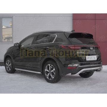 Защита заднего бампера d57 волна под машину РусСталь для Kia Sportage 2018-2021