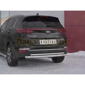 Защита заднего бампера d57 дуга d42 дуга РусСталь для Kia Sportage 2018-2021