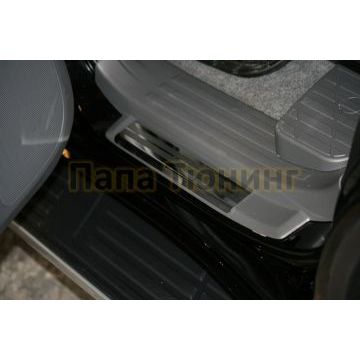 Накладки на пороги RUSSTAL (нерж., карбон, надпись) РусСталь для Toyota LC Prado 150 2017-