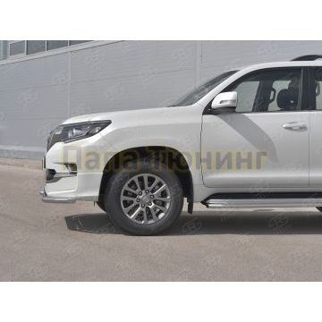 Защита переднего бампера d57 секции-d42 дуга РусСталь для Toyota LC Prado 150 Style 2019-
