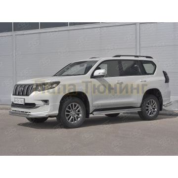 Защита переднего бампера d57 секции-d42 дуга РусСталь для Toyota LC Prado 150 Style 2019-