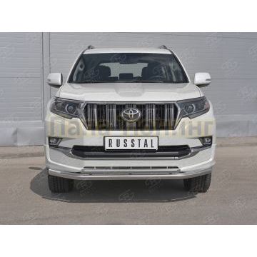 Защита переднего бампера d57 секции-d42 дуга РусСталь для Toyota LC Prado 150 Style 2019-