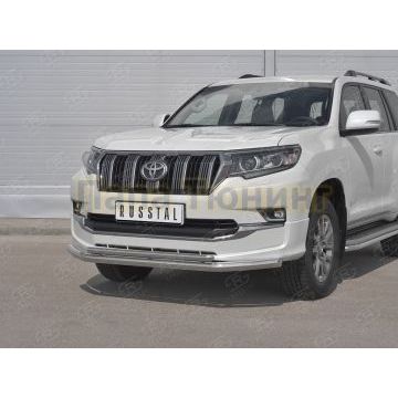 Защита переднего бампера d57 секции-d42 дуга РусСталь для Toyota LC Prado 150 Style 2019-