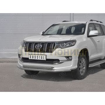 Защита переднего бампера d63 секции-d75х42 дуга РусСталь для Toyota LC Prado 150 Style 2019-