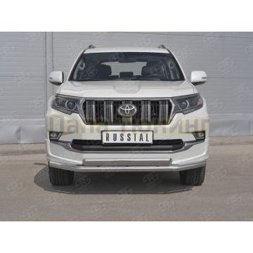 Защита переднего бампера d63 секции-d75х42 дуга РусСталь для Toyota LC Prado 150 Style 2019-
