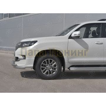 Защита переднего бампера d57 дуга-d57 уголки+клыки РусСталь для Toyota LC Prado 150 Style 2019-