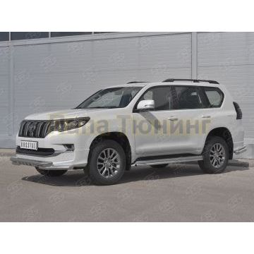 Защита переднего бампера d57 дуга-d57 уголки+клыки РусСталь для Toyota LC Prado 150 Style 2019-