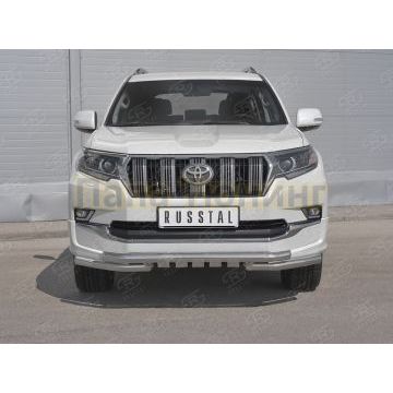 Защита переднего бампера d57 дуга-d57 уголки+клыки РусСталь для Toyota LC Prado 150 Style 2019-