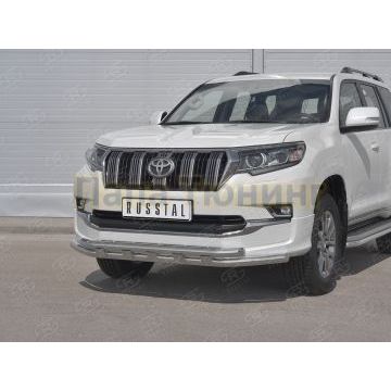 Защита переднего бампера d57 секции-d57 секции с декором РусСталь для Toyota LC Prado 150 Style 2019-