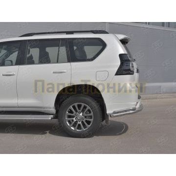 Защита заднего бампера d57 секции d42x2 уголки РусСталь для Toyota LC Prado 150 Style 2019-