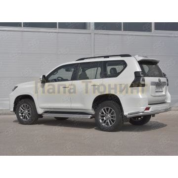 Защита заднего бампера d57 секции d42x2 уголки РусСталь для Toyota LC Prado 150 Style 2019-