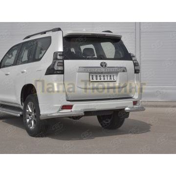 Защита заднего бампера уголки d76 секции РусСталь для Toyota LC Prado 150 Style 2019-