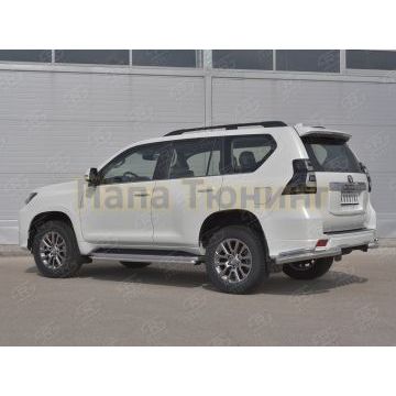 Защита заднего бампера уголки d76 секции-d42 секции РусСталь для Toyota LC Prado 150 Style 2019-