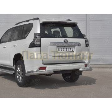 Защита заднего бампера уголки d76 секции-d42 секции РусСталь для Toyota LC Prado 150 Style 2019-