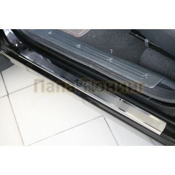 Накладки на пороги RUSSTAL (нерж., шлиф., надпись) РусСталь для Lada Vesta SW CROSS 2017-