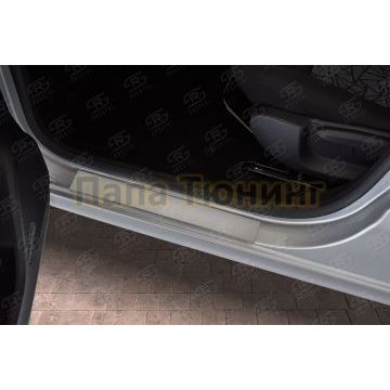 Накладки на пороги RUSSTAL (нерж., шлиф) РусСталь для Lada Xray Exclusive 2017-