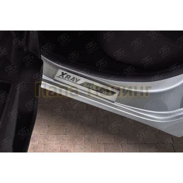 Накладки на пороги RUSSTAL (нерж., шлиф., надпись) РусСталь для Lada Xray Exclusive 2017-