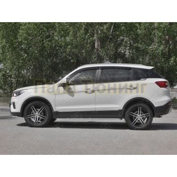 Пороги труба d42 с листом (Лист алюм, проф. нерж) (вариант 1) РусСталь для Lifan X70 2018-