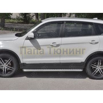 Пороги труба d42 с листом (Лист алюм, проф.сталь) (вариант 2) РусСталь для Lifan X70 2018-