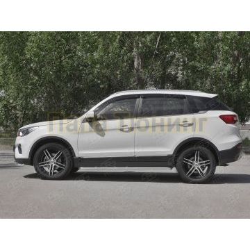 Пороги труба d42 с листом (Лист нерж, проф. нерж) (вариант 3) РусСталь для Lifan X70 2018-