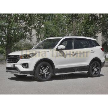 Пороги труба d42 с листом (Лист нерж, проф. нерж) (вариант 3) РусСталь для Lifan X70 2018-