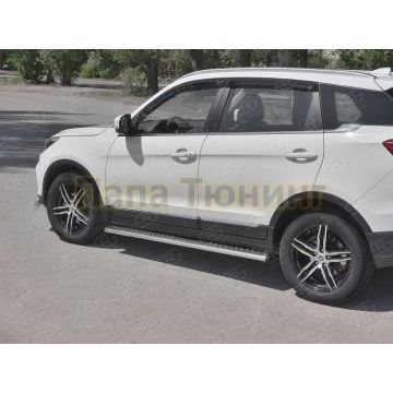 Пороги труба 120х60 овал с проступью РусСталь для Lifan X70 2018-