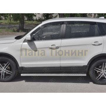 Пороги труба 120х60 овал с проступью РусСталь для Lifan X70 2018-