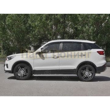 Пороги труба 120х60 овал с проступью РусСталь для Lifan X70 2018-