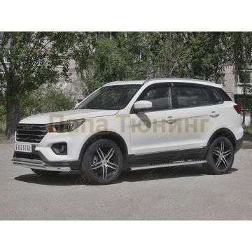 Пороги труба 120х60 овал с проступью РусСталь для Lifan X70 2018-