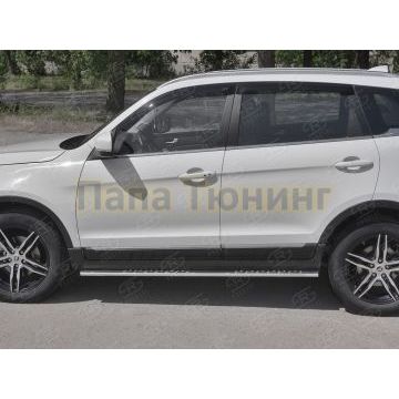 Пороги труба 75х42 овал с проступью РусСталь для Lifan X70 2018-