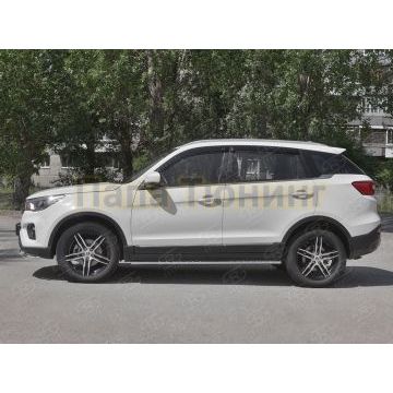 Пороги труба 75х42 овал с проступью РусСталь для Lifan X70 2018-