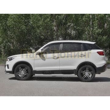 Пороги труба d76 с накладкой (вариант 1) РусСталь для Lifan X70 2018-