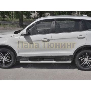 Пороги труба d76 с накладкой (вариант 1) РусСталь для Lifan X70 2018-