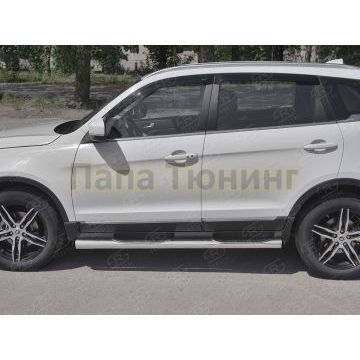 Пороги труба d76 с накладкой (вариант 2) РусСталь для Lifan X70 2018-