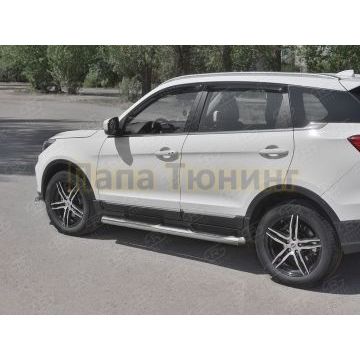 Пороги труба d76 с накладкой (вариант 3) РусСталь для Lifan X70 2018-