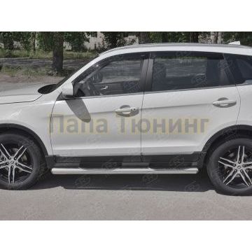 Пороги труба d76 с накладкой (вариант 3) РусСталь для Lifan X70 2018-