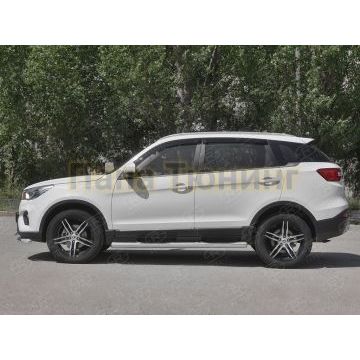 Пороги труба d76 с накладкой (вариант 3) РусСталь для Lifan X70 2018-