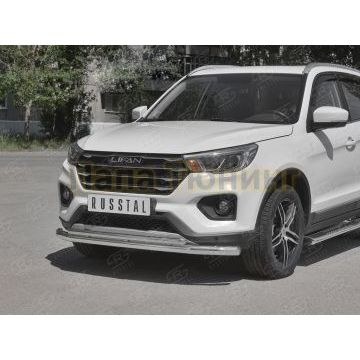 Защита переднего бампера d57 секции-d42 дуга РусСталь для Lifan X70 2018-