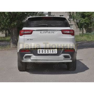 Защита заднего бампера d57 дуга-d42 дуга РусСталь для Lifan X70 2018-