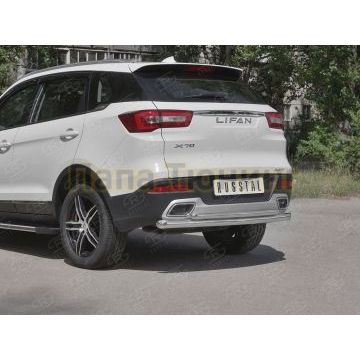 Защита заднего бампера d57 дуга-d42 дуга РусСталь для Lifan X70 2018-